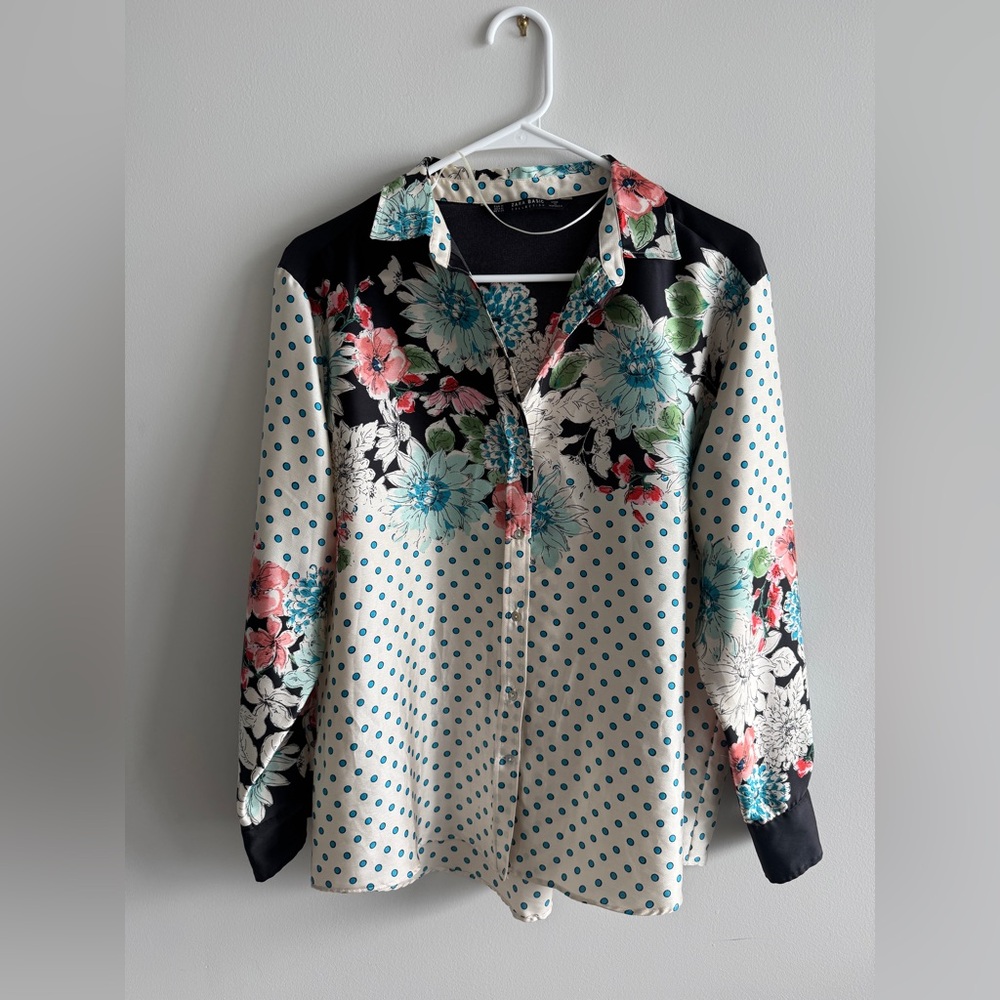 Zara Floral Dot Women's Top size M